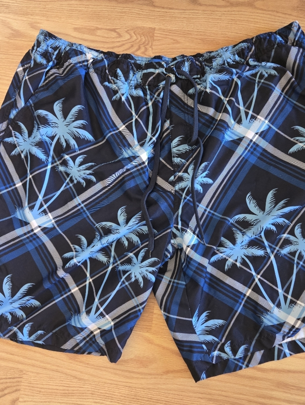 Men's Blue Mountain Ridge Palm-Print Swim Shorts With Pockets size 2X